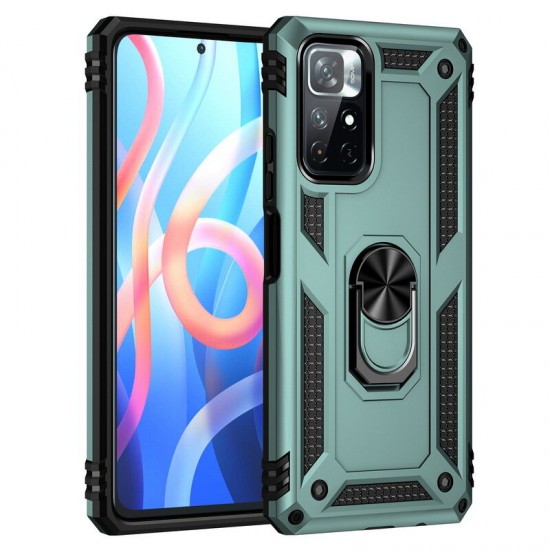 Protective Case Bumper Cover For Poco M4 Pro 5G TPU + PC Shock Resistant Phone Case With Adjustable Swivel Ring Holder