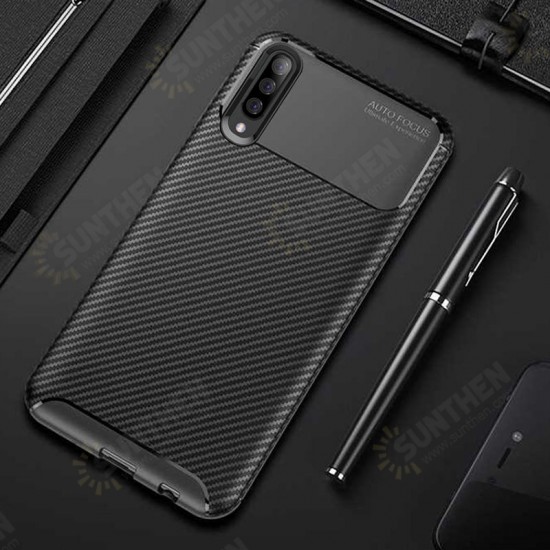 Protective Case For Samsung Galaxy A50 2019 Carbon Fiber Fingerprint Resistant Soft TPU Back Cover