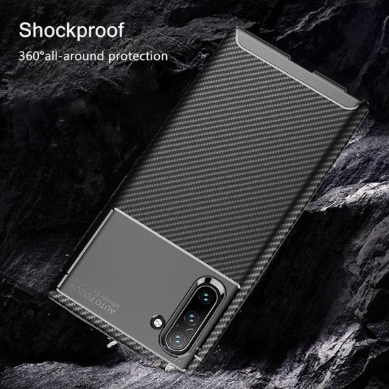 Protective Case For Samsung Galaxy Note 10 Slim Carbon Fiber Fingerprint Resistant Soft TPU Back Cover