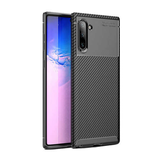 Protective Case For Samsung Galaxy Note 10 Slim Carbon Fiber Fingerprint Resistant Soft TPU Back Cover