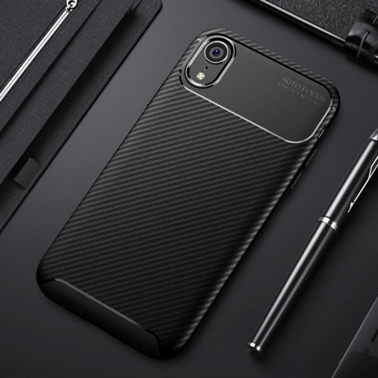 Protective Case For iPhone XR Slim Carbon Fiber Fingerprint Resistant Soft TPU Back Cover