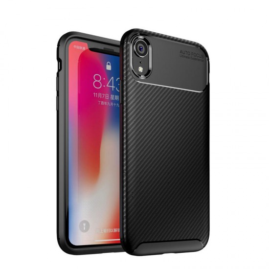 Protective Case For iPhone XR Slim Carbon Fiber Fingerprint Resistant Soft TPU Back Cover