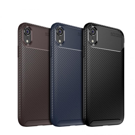 Protective Case For iPhone XR Slim Carbon Fiber Fingerprint Resistant Soft TPU Back Cover