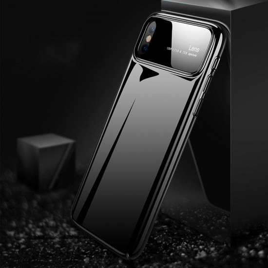 Protective Case for iPhone XS 2018 Tempered Glass Lens Protection+PC Glossy Back Cover