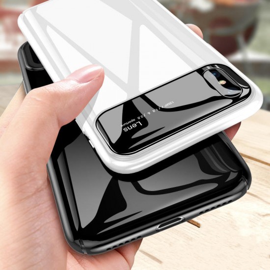 Protective Case for iPhone XS 2018 Tempered Glass Lens Protection+PC Glossy Back Cover