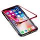 Protective Case for iPhone XS Magnetic Adsorption Metal Bumper + 9H Tempered Glass Back Cover