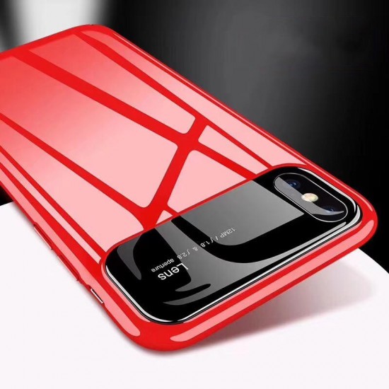 Protective Case for iPhone XS Max 6.5inch Tempered Glass Lens Protection+PC Glossy Back Cover