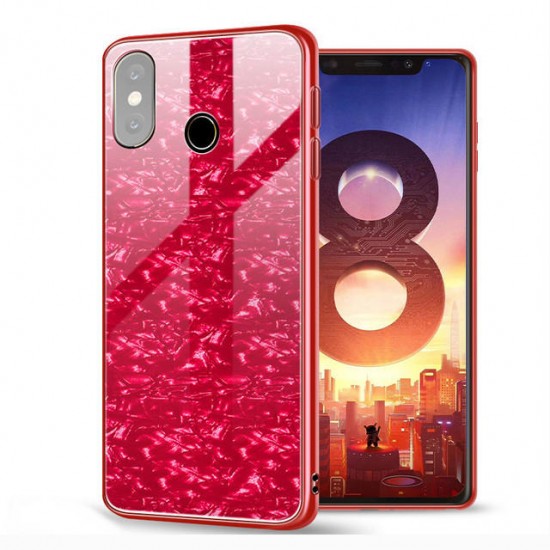 Shell Bling Glossy Tempered Glass Soft Edge Protective Case for Xiaomi Mi8 SE 5.88 inch