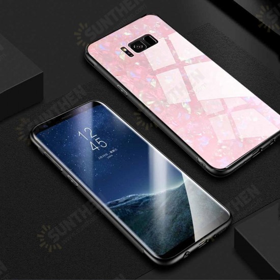 Shell Pattern Glossy Glass Soft Edge Protective Case for Samsung Galaxy S8