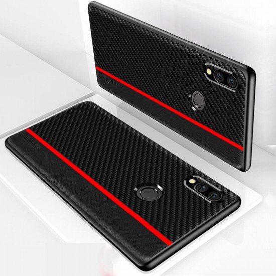 Shockproof Carbon Fiber Soft Silicone Edge PU Leather Protective Case for Xiaomi Redmi Note 7 / Redmi Note 7 Pro Non-original