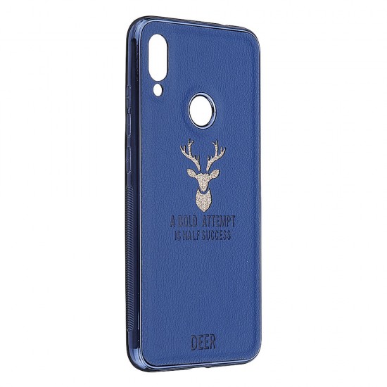 Shockproof Plating Border Glitter Deer PU Leather Soft TPU Protective Case For Xiaomi Redmi Note 7 / Redmi Note 7 PRO