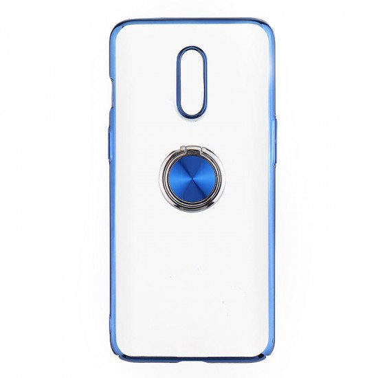 Shockproof Plating With Ring Holder Hard PC Back Cover Protective Case for OnePlus 7