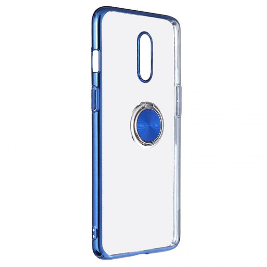 Shockproof Plating With Ring Holder Hard PC Back Cover Protective Case for OnePlus 7