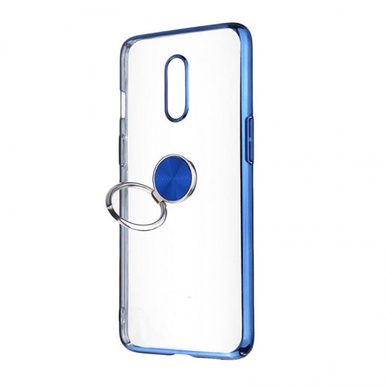 Shockproof Plating With Ring Holder Hard PC Back Cover Protective Case for OnePlus 7