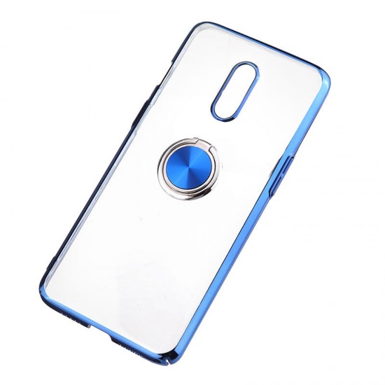 Shockproof Plating With Ring Holder Hard PC Back Cover Protective Case for OnePlus 7