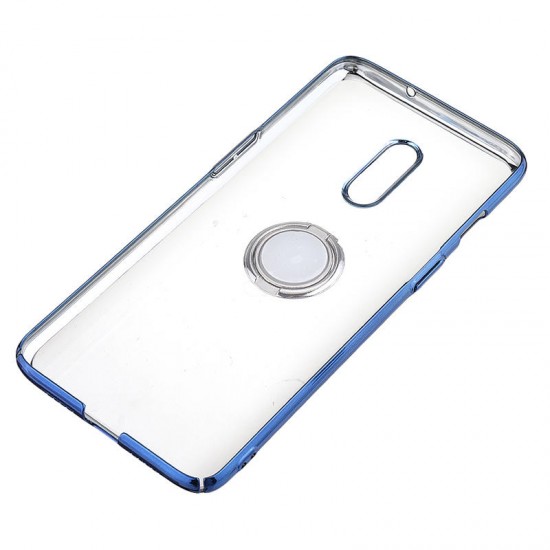 Shockproof Plating With Ring Holder Hard PC Back Cover Protective Case for OnePlus 7