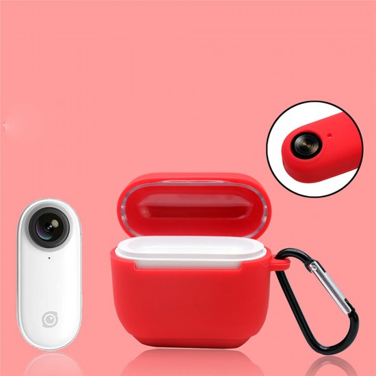 Silicone Case for Insta360 Go Charging Box Shockproof Protective Case with Carabiner for Insta360 GO Charging Box