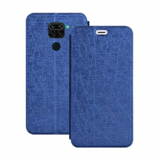 Silk Texture Flip with Foldable Stand PU Leather Shockproof Full Cover Protective Case for Xiaomi Redmi Note 9 / Redmi 10X 4G Non-original