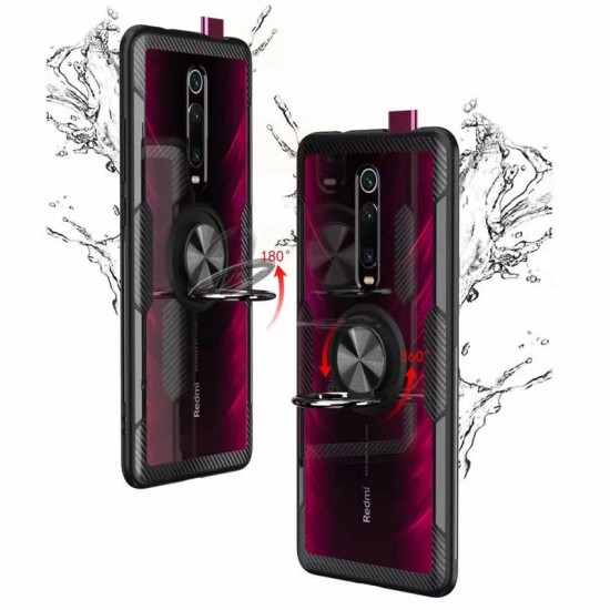 Transparent Ring Holder Magnetic Car PC & Carbon Fiber Protective Case For Xiaomi Mi9T/ Mi 9T PRO / Redmi K20 / Redmi K20 PRO