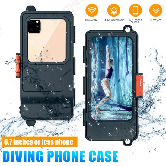 Universal 6.7 inch Professional IPX8 Waterproof Mobile Phone Case with Transparent Window Take Picture Shockproof Underwater Diving Surfing Protective Case