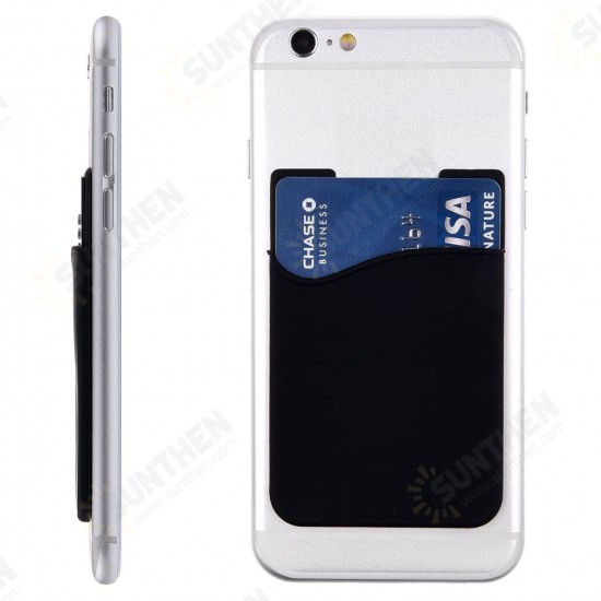 Universal Stick On Phone Wallet Silicone Adhesive Sticker Ultra-Thin With Card Holder Pocket Compatible With Most Smartphones