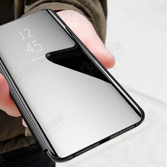 For Huawei P40 Pro Case Foldable Flip Plating Mirror Window View Shockproof Full Cover Protective Case