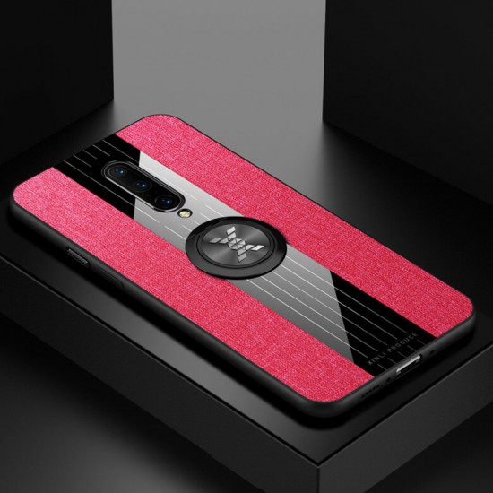 For OnePlus 8 Pro Case with Magnetic Ring Bracket Stand Shockproof Non-slip Cloth Fabric Protective Case