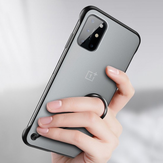 For OnePlus 8T Case Frameless Ultra-Thin Translucent Matte with Finger Ring Hard PC Protective Case Back Cover