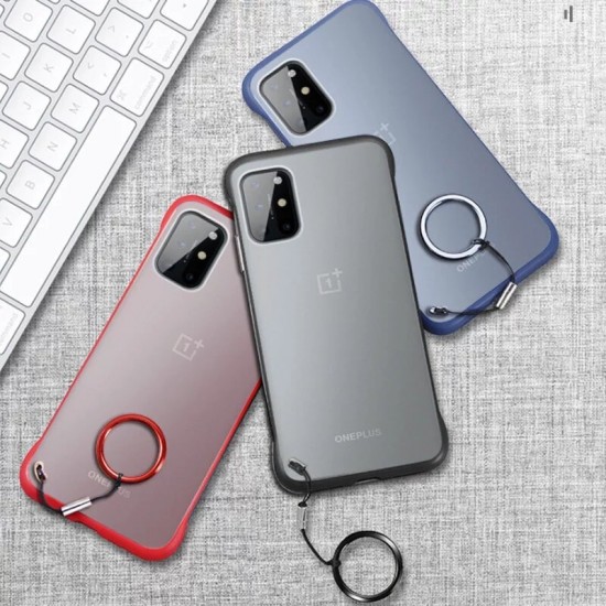 For OnePlus 8T Case Frameless Ultra-Thin Translucent Matte with Finger Ring Hard PC Protective Case Back Cover