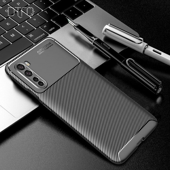 For OnePlus Nord Case Luxury Carbon Fiber Pattern with Lens Protector Shockproof Silicone Protective Case