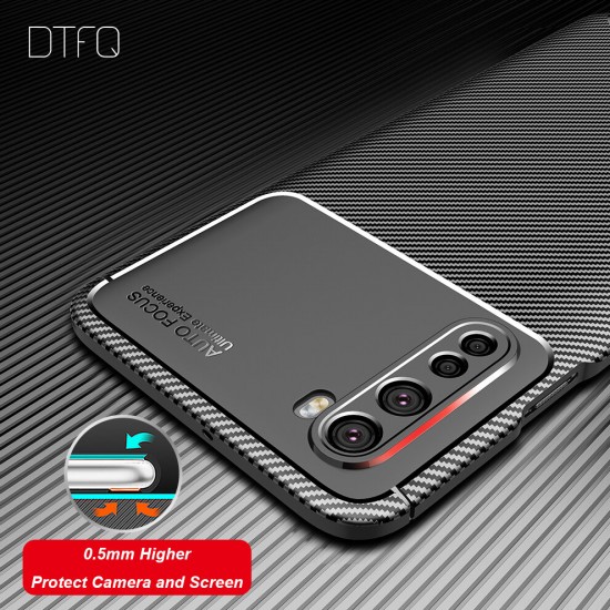 For OnePlus Nord Case Luxury Carbon Fiber Pattern with Lens Protector Shockproof Silicone Protective Case