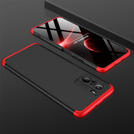 For POCO F3 Global Version Case 3 in 1 Detachable Double Dip with Lens Protect Anti-Fingerprint Shockproof PC Protective Case Non-Original