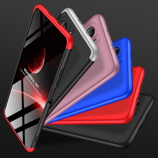 For POCO F3 Global Version Case 3 in 1 Detachable Double Dip with Lens Protect Anti-Fingerprint Shockproof PC Protective Case Non-Original