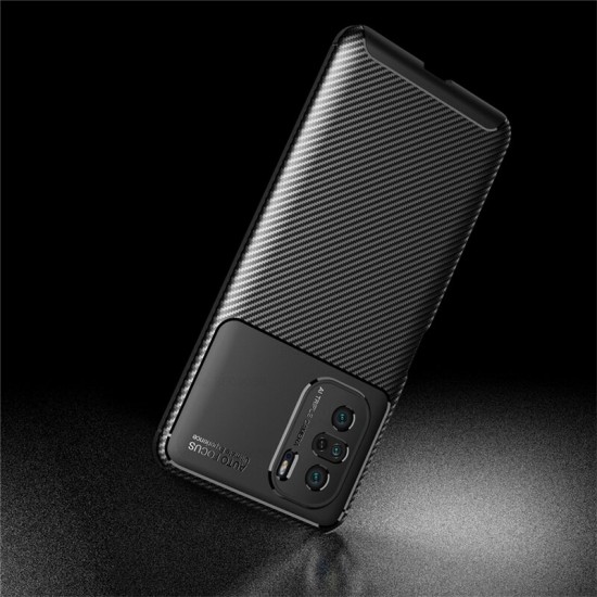 For POCO F3 Global Version Case Luxury Carbon Fiber Pattern with Lens Protector Shockproof Silicone Protective Case Non-Original