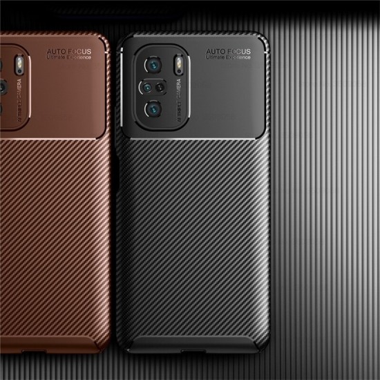 For POCO F3 Global Version Case Luxury Carbon Fiber Pattern with Lens Protector Shockproof Silicone Protective Case Non-Original