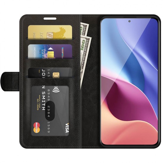 For POCO F3 Global Version Case Magnetic Flip with Multiple Card Slot Foldable Stand PU Leather Shockproof Full Cover Protective Case