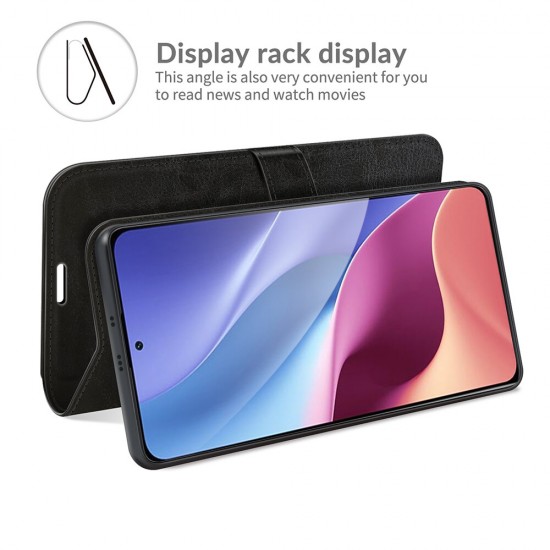 For POCO F3 Global Version Case Magnetic Flip with Multiple Card Slot Foldable Stand PU Leather Shockproof Full Cover Protective Case