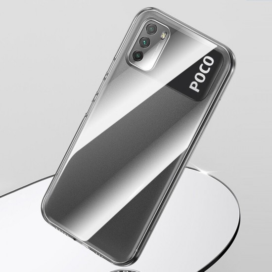 For POCO M3 Case Crystal Clear Transparent Ultra-Thin Non-Yellow with Lens Protector Soft TPU Protective Case