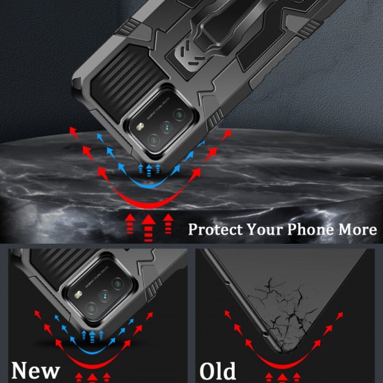 For POCO M3 Case Dual-Layer Rugged Magnetic with Belt Clip Stand Non-Slip Anti-Fingerprint Shockproof Protective Case