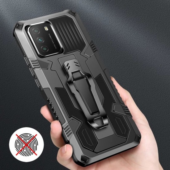 For POCO M3 Case Dual-Layer Rugged Magnetic with Belt Clip Stand Non-Slip Anti-Fingerprint Shockproof Protective Case