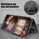 For POCO M3 Case Foldable Flip Plating Mirror Window View Shockproof Full Cover Protective Case