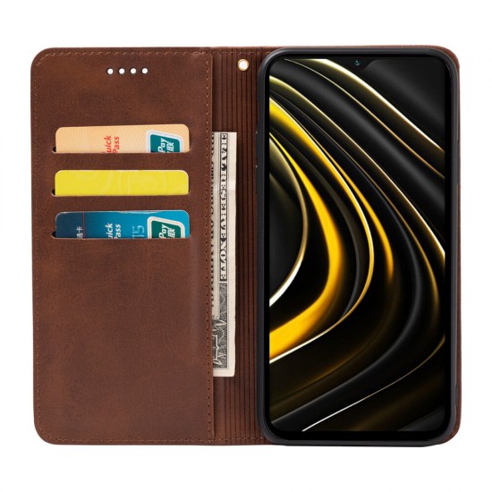 For POCO M3 Case Magnetic Flip with Multi Card Slots Wallet Stand PU Leather Full Body Cover Protective Cover