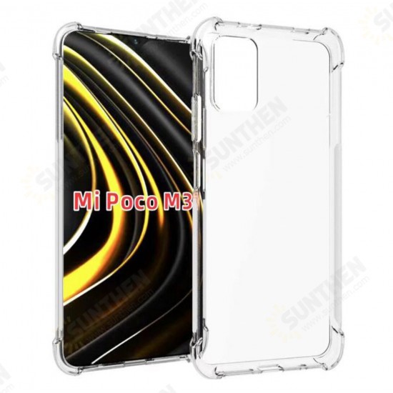 For POCO M3 Case with Air Bag Shockproof Transparent Non-Yellow Soft TPU Protective Case Non-Original