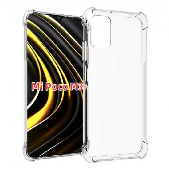 For POCO M3 Case with Air Bag Shockproof Transparent Non-Yellow Soft TPU Protective Case Non-Original