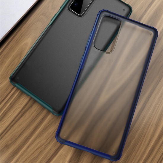 For POCO M3 Case with Four-Corner Bumpers Micro-Matte Translucent Shockproof Anti-Fingerprint PC Protective Case Back Cover