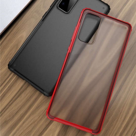 For POCO M3 Case with Four-Corner Bumpers Micro-Matte Translucent Shockproof Anti-Fingerprint PC Protective Case Back Cover