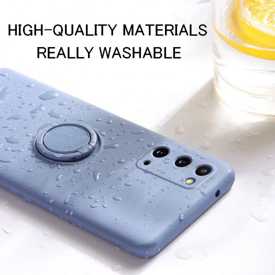 For POCO M3 Case with Ring Holder Lens Protector Soft Liquid Silicone Rubber Protective Case