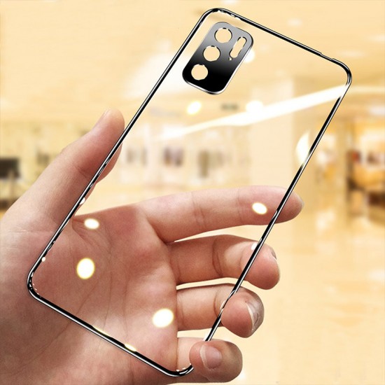 Global Version/ Xiaomi Redmi Note 10 5G Case 2 in 1 Plating with Lens Protector Ultra-Thin Anti-Fingerprint Shockproof Transparent Soft TPU Protective Case