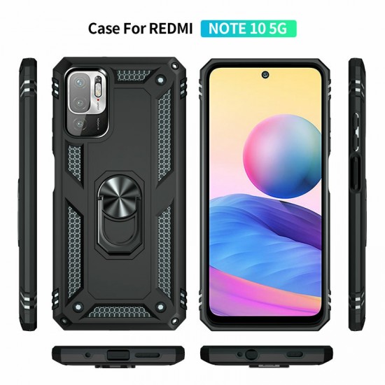 For POCO M3 Pro 5G NFC Global Version/ Xiaomi Redmi Note 10 5G Case Bumpers Shockproof Magnetic with 360 Rotation Finger Ring Holder Stand PC Protective Case Non-Original