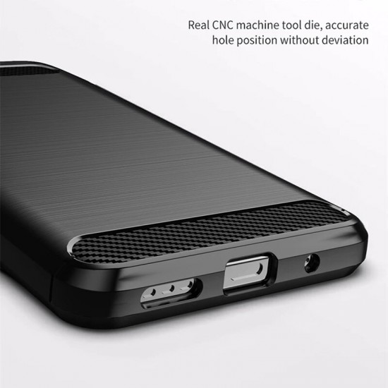 For POCO M3 Pro 5G NFC Global Version/ Xiaomi Redmi Note 10 5G Case Carbon Fiber Texture Shockproof TPU Protective Case Back Cover Non-Original